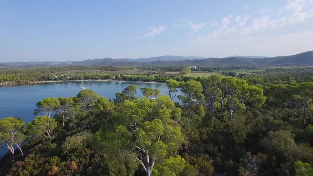 France, Cote d'Azur, Aerial view of Cap Leoube located near Bormes les mimosas, 4K, UHD (3840X2160)