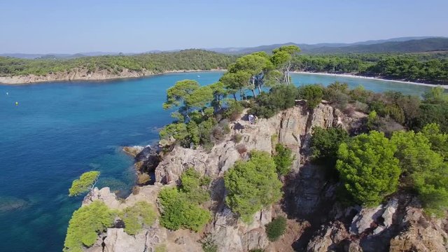 France, Cote d'Azur, Aerial view of Cap Leoube located near Bormes les mimosas, 4K, UHD (3840X2160)