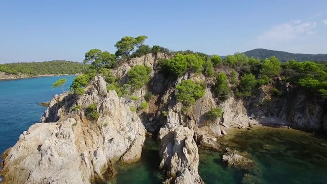 France, Cote d'Azur, Aerial view of Cap Leoube located near Bormes les mimosas, 4K, UHD (3840X2160)