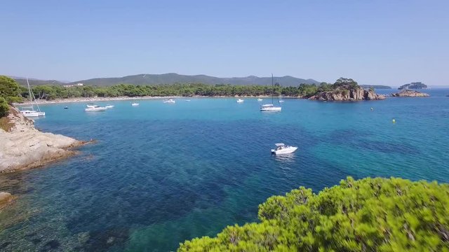 France, Cote d'Azur, Aerial view of Cap Leoube located near Bormes les mimosas, 4K, UHD (3840X2160)