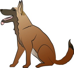 Vector illustration of a friendly, sitting and obedient shepherd dog