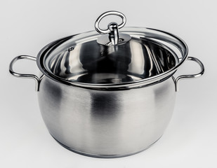 Metal stock pot with glass lid