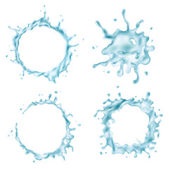 Water Blue Splashes On White Background