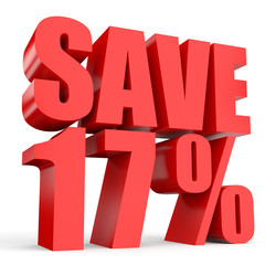 Discount 17 percent off. 3D illustration on white background.