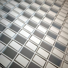 3d illustration. White abstract architectural background. Three-dimensional structure based on a rectangular grid in perspective. Some of the cells are empty. Render.