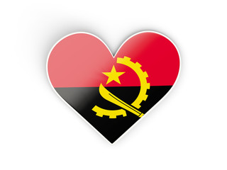 Flag of angola, heart shaped sticker