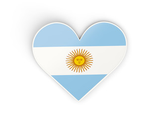 Flag of argentina, heart shaped sticker