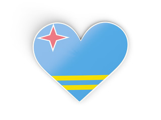 Flag of aruba, heart shaped sticker