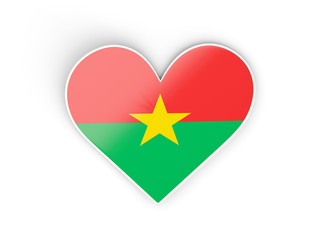 Flag of burkina faso, heart shaped sticker