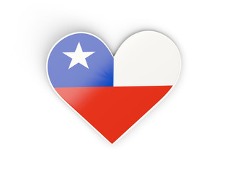 Flag of chile, heart shaped sticker