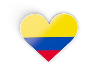Flag of colombia, heart shaped sticker