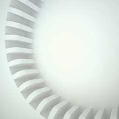 3d illustration. Three-dimensional white composition based on a circular shape with uneven edges. Image of gears, gear, wheel. Place for text. Render.