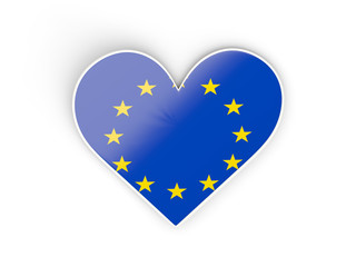 Flag of european union, heart shaped sticker