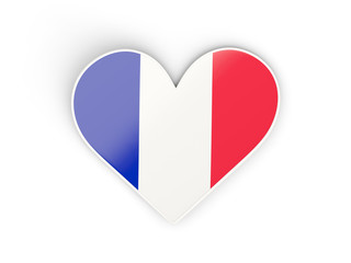 Flag of france, heart shaped sticker