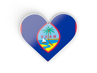 Flag of guam, heart shaped sticker