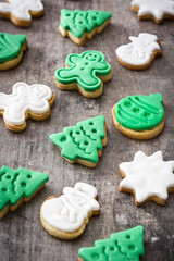 Christmas cookies on a rustic wooden background

