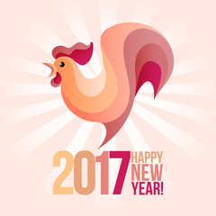 Vector illustration of pink rooster