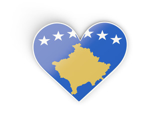 Flag of kosovo, heart shaped sticker