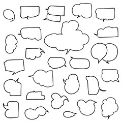 set of speech bubble doodle draw vector