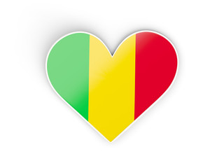 Flag of mali, heart shaped sticker