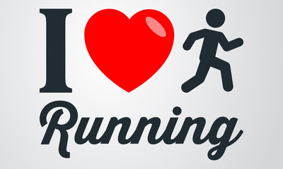 Icono plano i love Running en fondo degradado