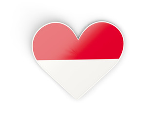 Flag of monaco, heart shaped sticker
