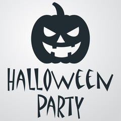 Icono plano texto HALLOWEEN PARTY con calabaza
