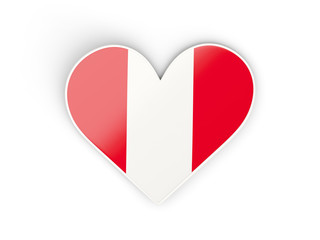 Flag of peru, heart shaped sticker