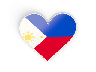 Flag of philippines, heart shaped sticker