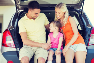 Fototapeta na wymiar happy family with hatchback car outdoors