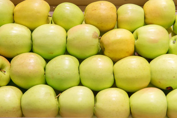 Green Apple Background at open air market