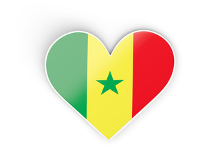 Flag of senegal, heart shaped sticker