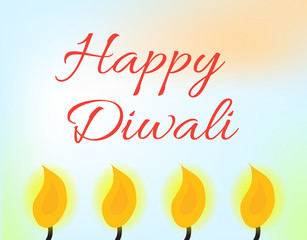 Happy Diwali Indian Festival of Lights. Diwali greeting card, invitation. Vector illustration