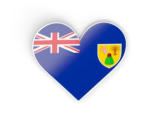 Flag of turks and caicos islands, heart shaped sticker