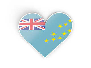 Flag of tuvalu, heart shaped sticker