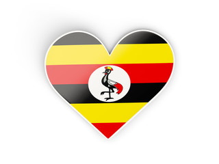 Flag of uganda, heart shaped sticker