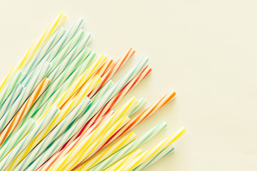 Striped drink straws of different colors