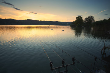 Fishing on lake