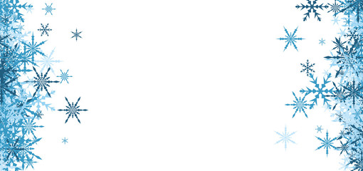 Winter background with blue snowflakes.