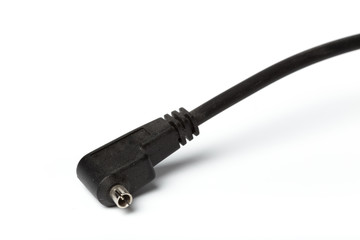 Black power cable socket isolated on white background