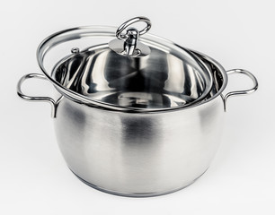 Metal stock pot with glass lid