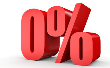 Zero percent. 3D illustration on white background.