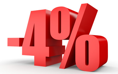 Discount 4 percent off. 3D illustration on white background.