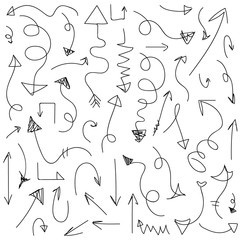 set vector illustration of doodle arrows on white background