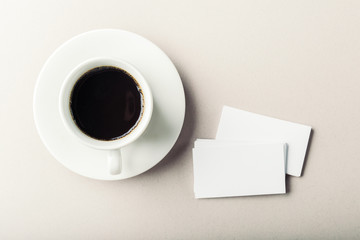 Obraz na płótnie Canvas Blank card with coffee cup with space