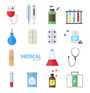 Medical Healthcare Equipment Icon Set. Vector