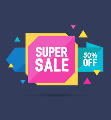 Sale Banner Geometric. Vector