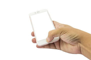 blank screen mobile phone in  hand..