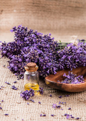 Obraz na płótnie Canvas Lavender product, oil on nature background