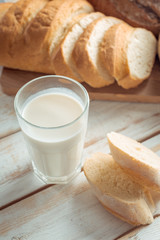 glass of milk and bread
